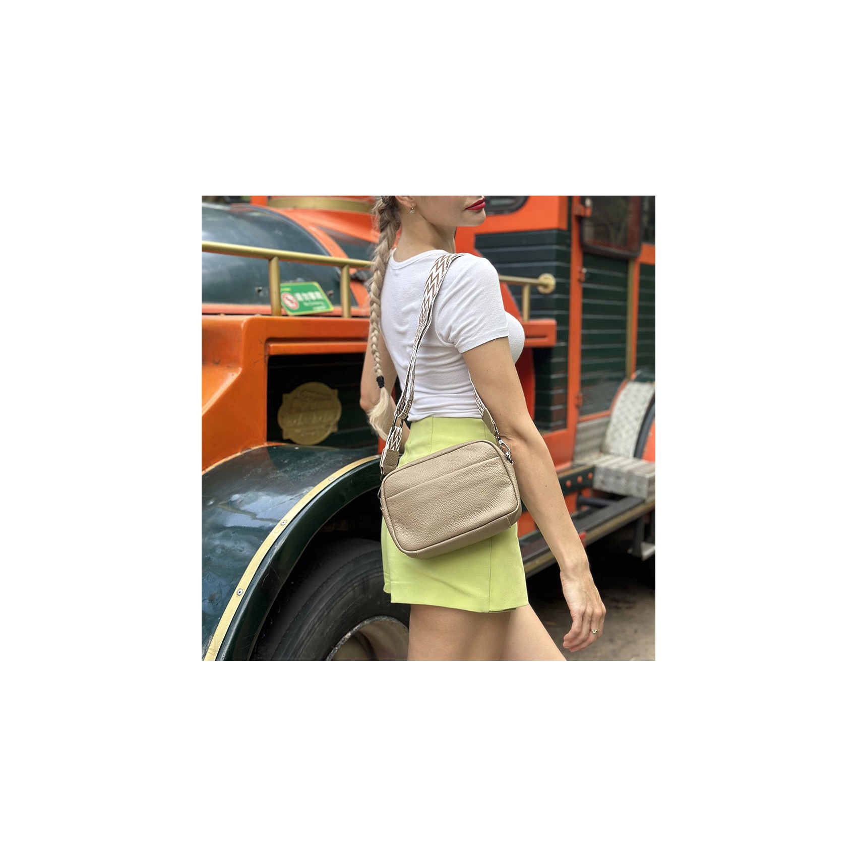 Жіноча шкіряна сумка через плече Marilyn бежева