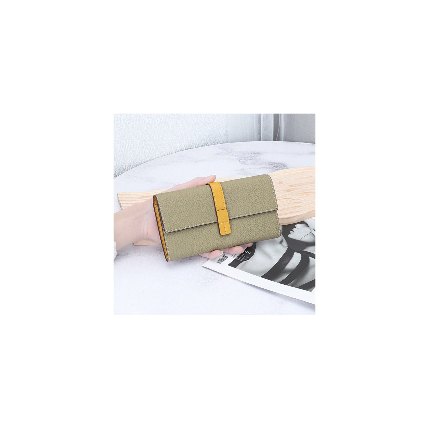 Жіночий шкіряний гаманець Maggie фісташковий