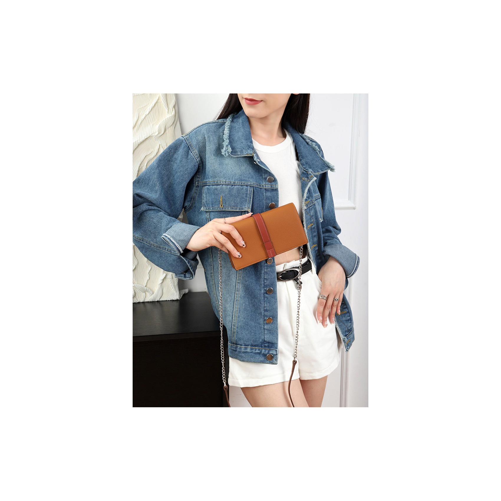 Жіночий шкіряний клатч Shona світло-коричневий