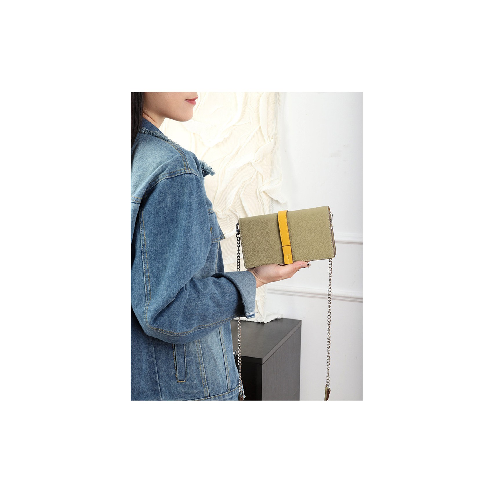 Женский кожаный клатч Shona фисташковый