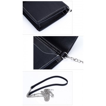 Жіночий шкіряний клатч Shona чорний фото