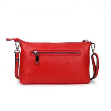 Женская кожаная сумка через плечо Doris красная фото