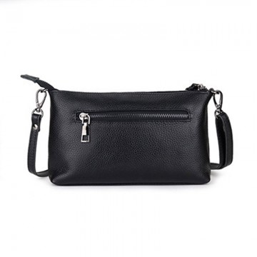 Жіноча шкіряна сумка через плече Doris чорна фото
