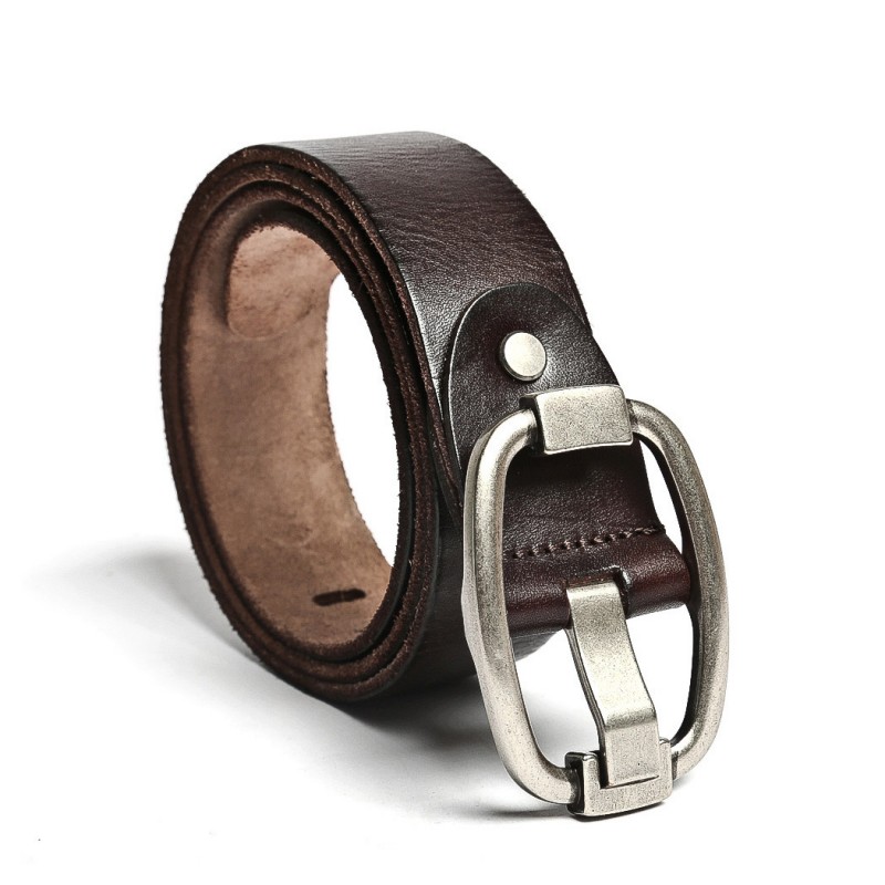 Мужской кожаный ремень темно-коричневый фото