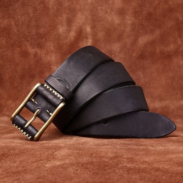 Чоловічий шкіряний ремінь Hemsworth чорний фото