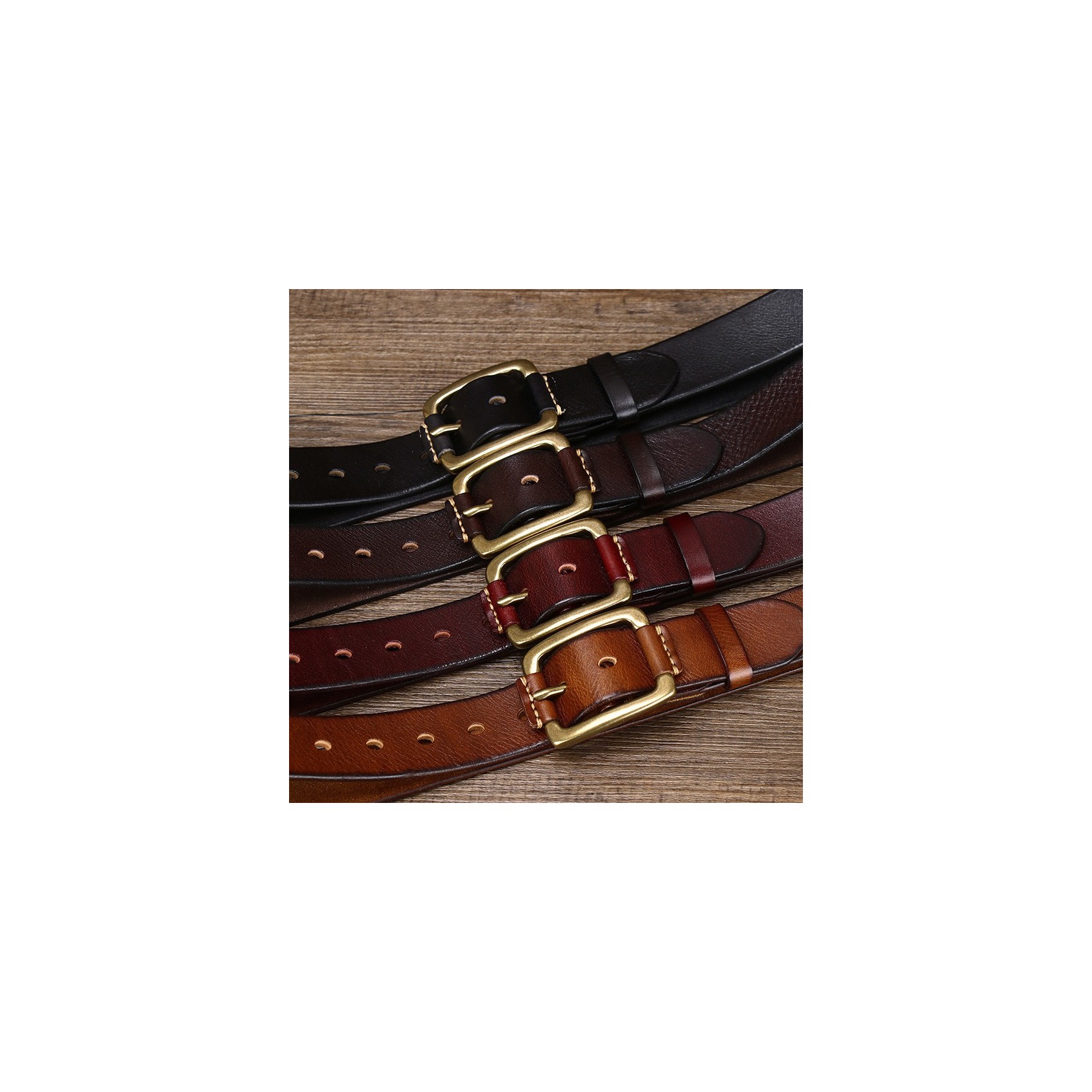 Мужской кожаный ремень Bernard коричневый