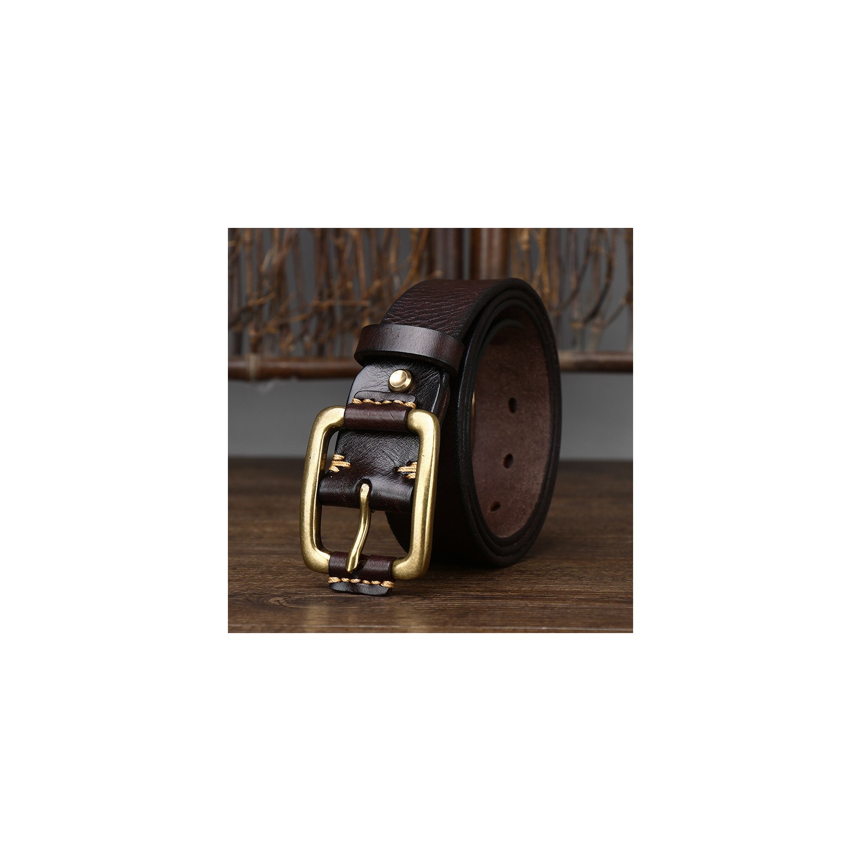 Мужской кожаный ремень Bernard темно-коричневый