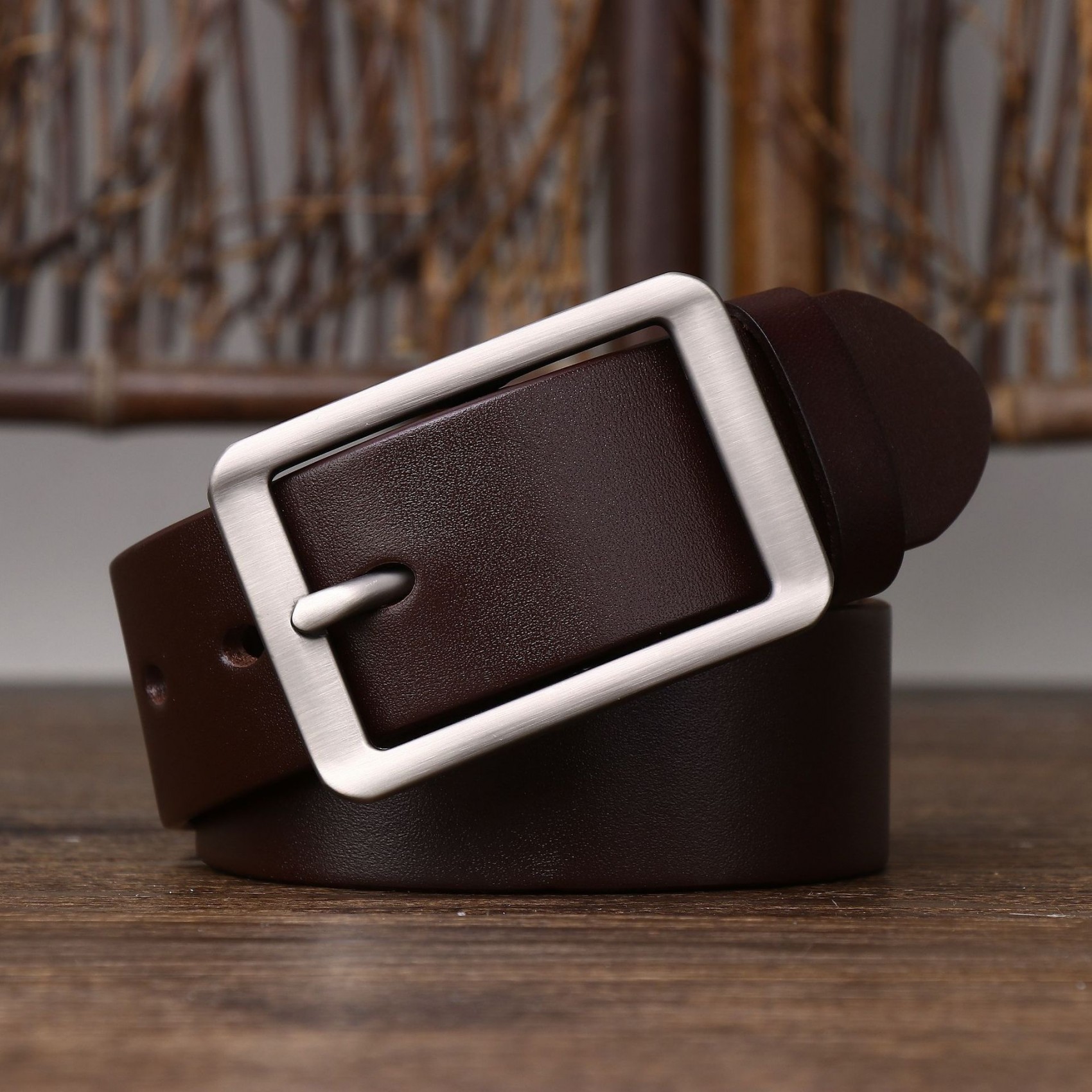 Мужской кожаный ремень Lemmingtone темно-коричневый