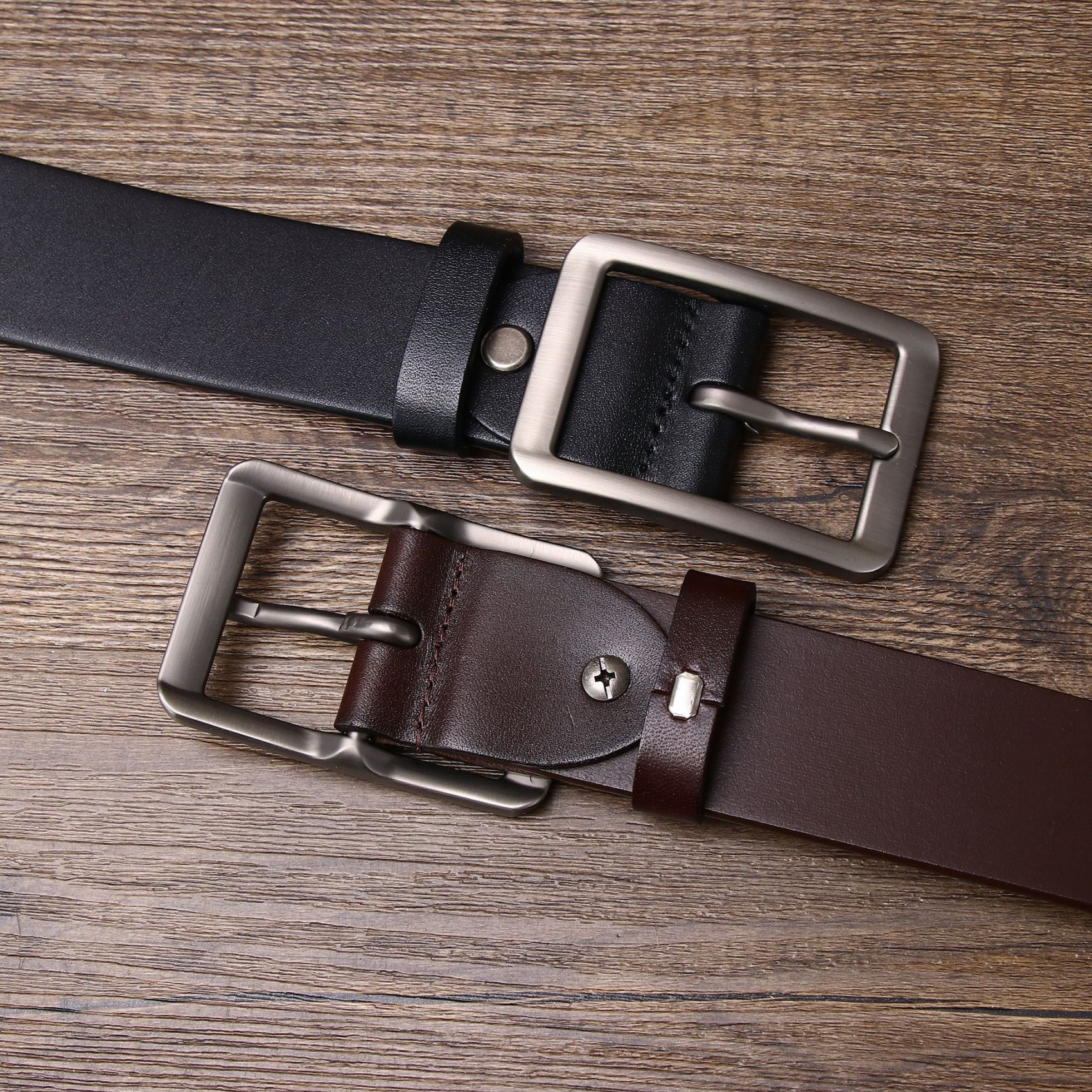 Мужской кожаный ремень Lemmingtone темно-коричневый