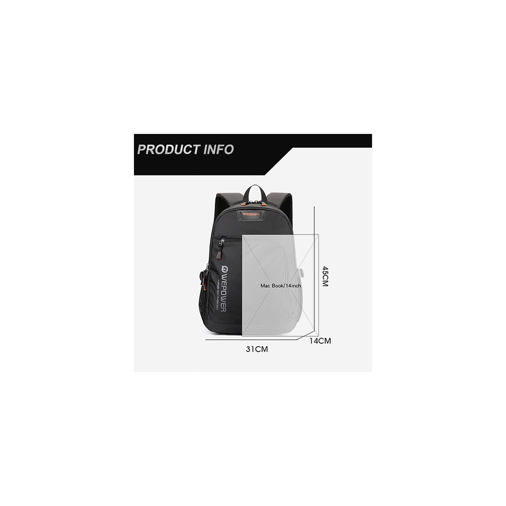 Чоловічий рюкзак для ноутбука WePower чорний