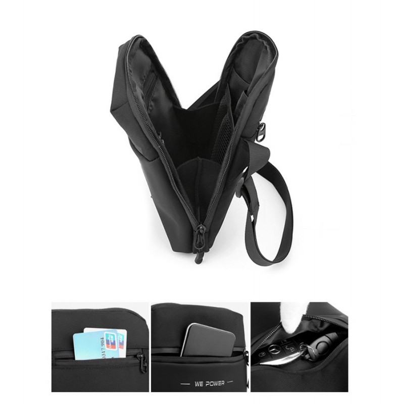 Чоловіча сумка барсетка WePower через плече чорна - 4 фото