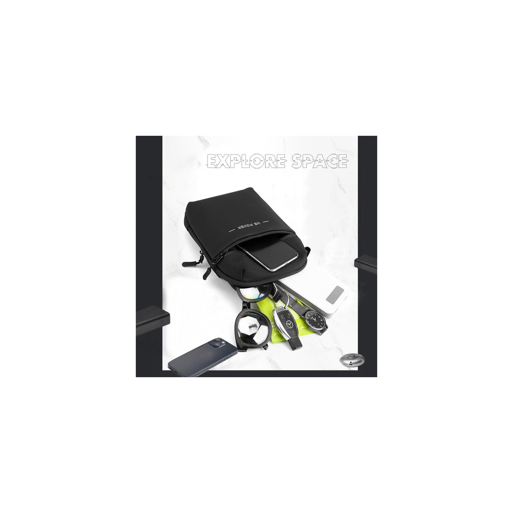 Мужская сумка барсетка WePower через плечо черная