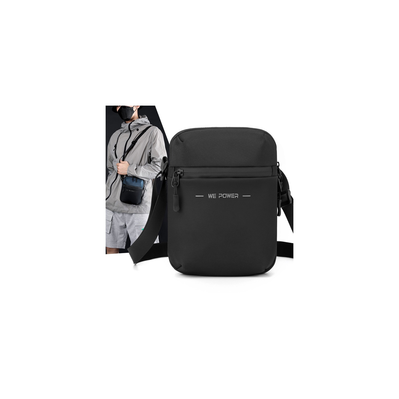 Мужская сумка барсетка WePower через плечо черная