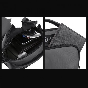 Мужская сумка барсетка Ewan через плечо серая фото