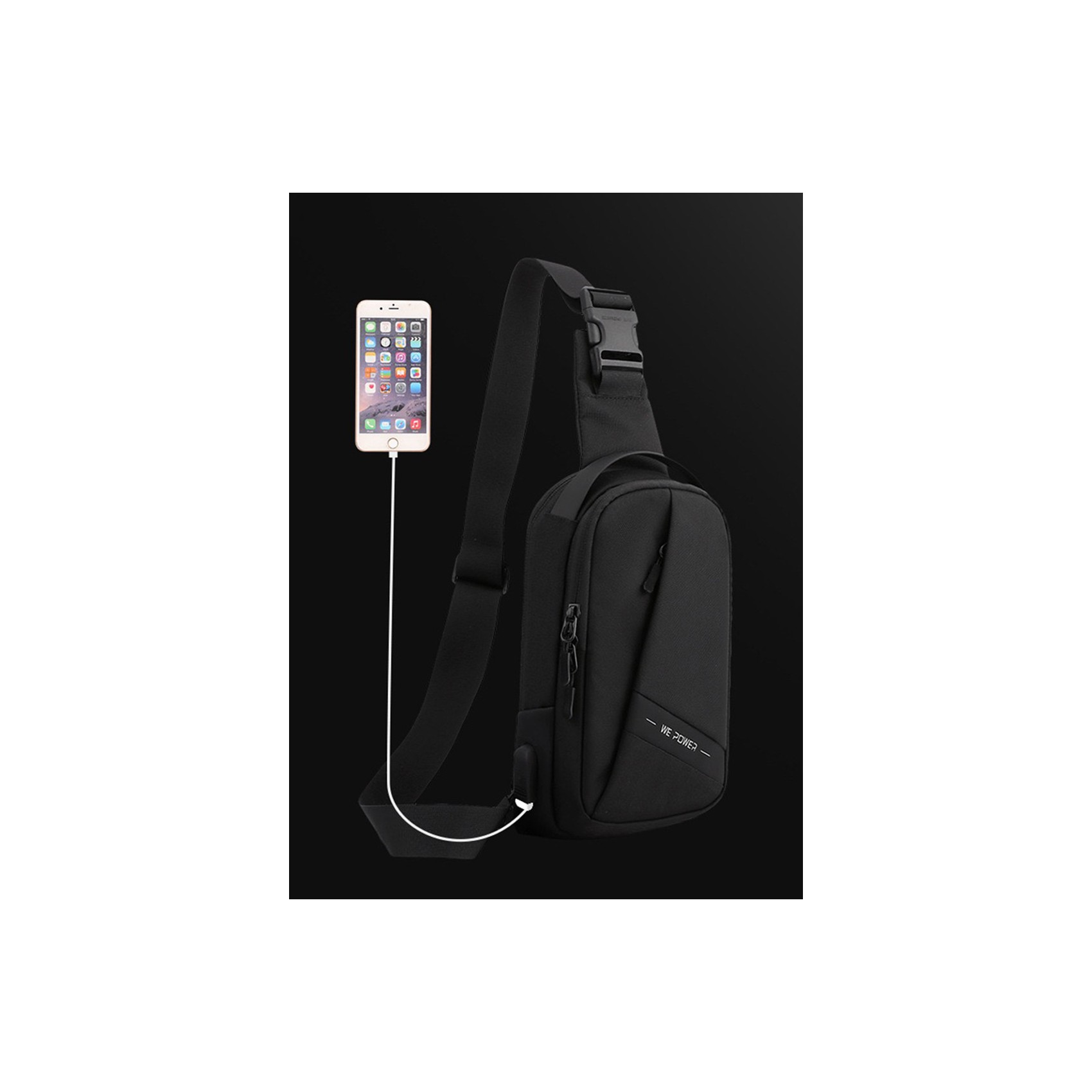 Чоловіча сумка-рюкзак слінг Simon на одне плече чорна