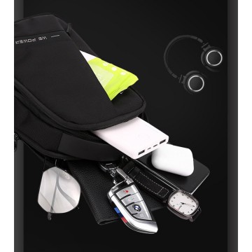 Мужская сумка-рюкзак слинг Simon на одно плечо черная фото