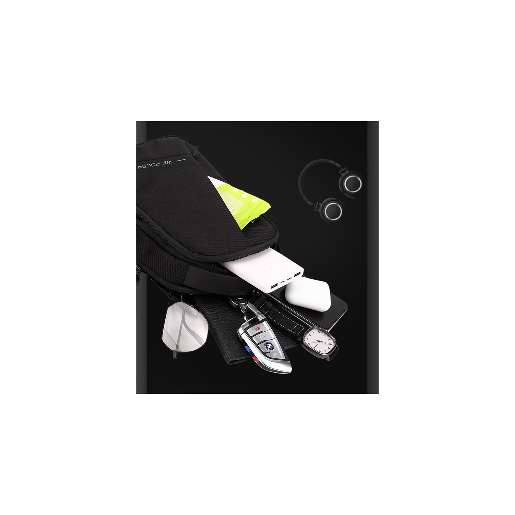 Чоловіча сумка-рюкзак слінг Simon на одне плече чорна