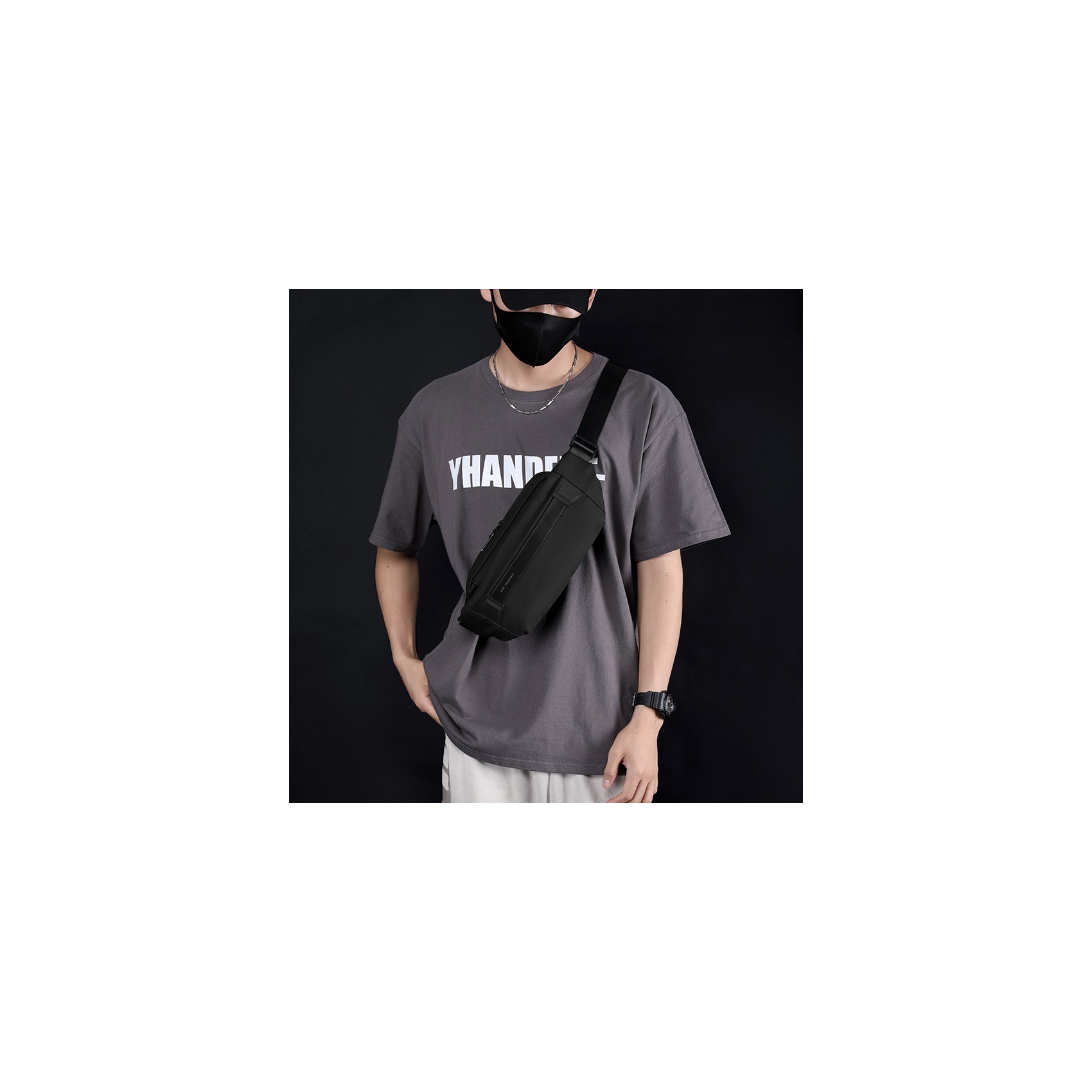 Сумка бананка на пояс Flint черная