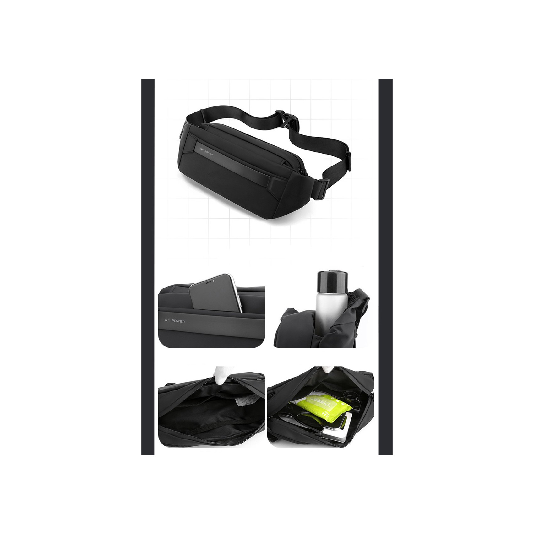 Сумка бананка на пояс Flint черная