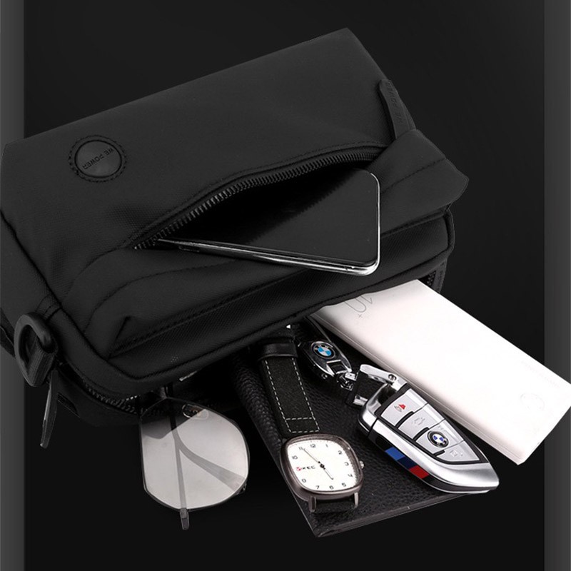 Мужская сумка через плечо Walker черная - 8 фото