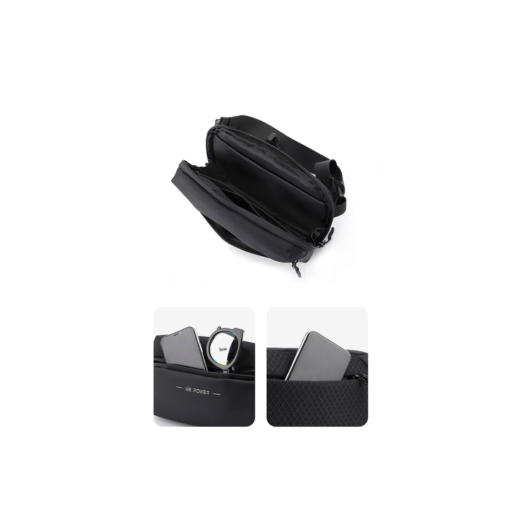 Сумка бананка на пояс WePower черная