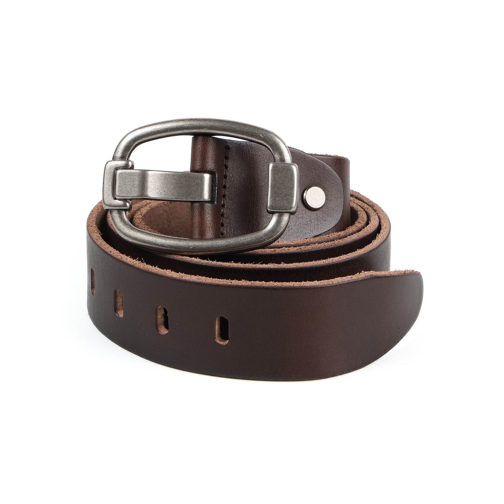 Чоловічий шкіряний ремінь темно-коричневий