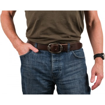 Мужской кожаный ремень темно-коричневый фото