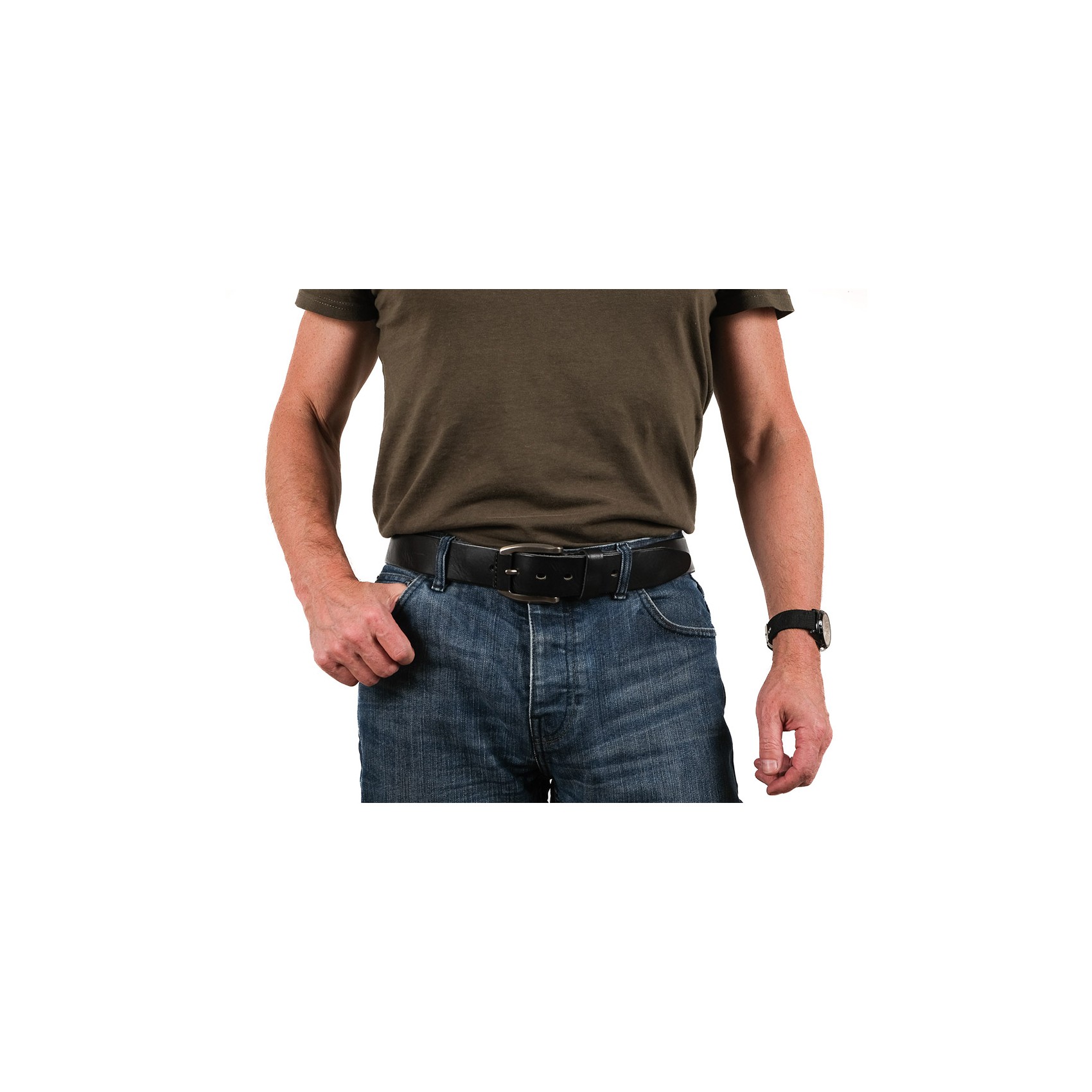 Чоловічий шкіряний ремінь Hermann чорний