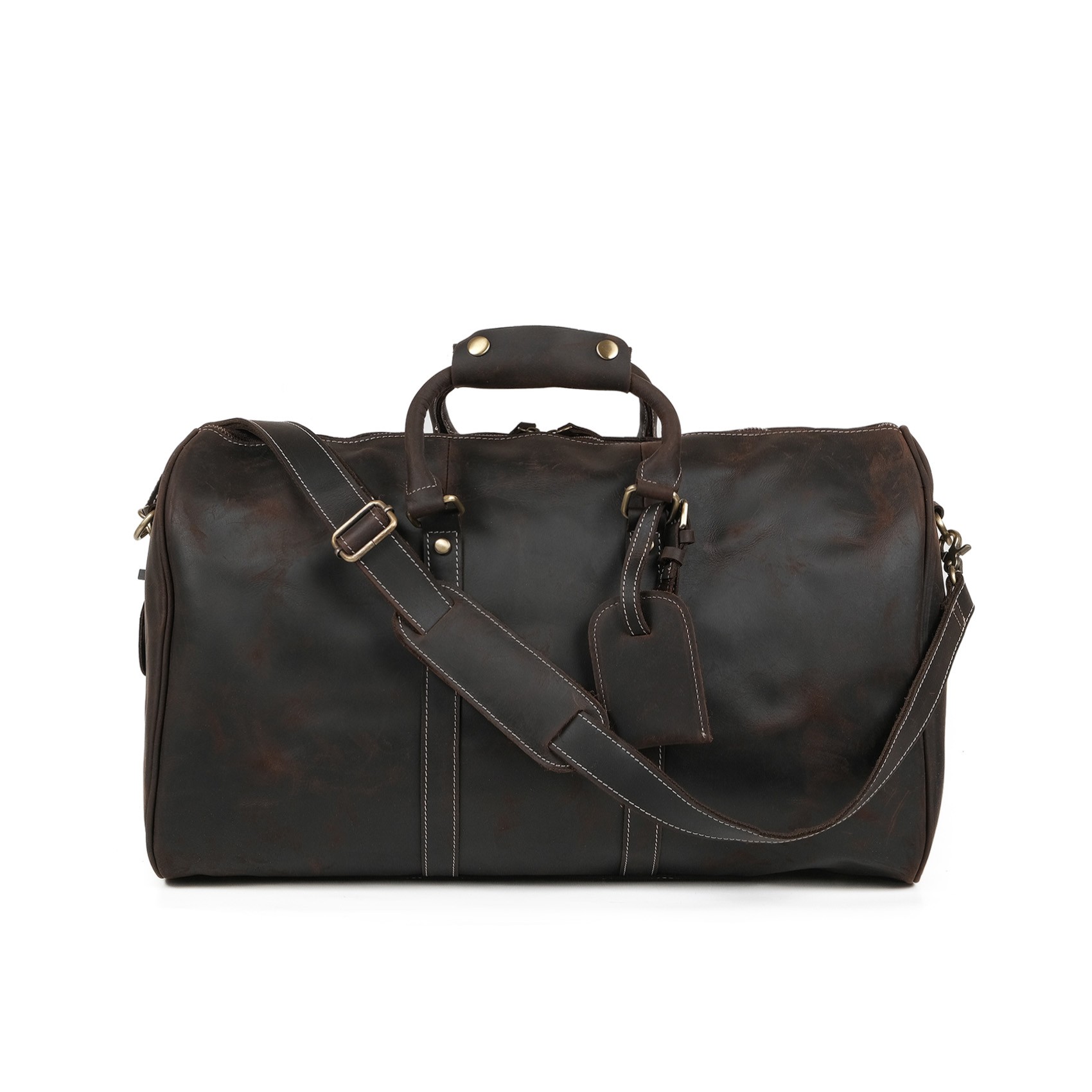 Чоловіча шкіряна дорожня сумка Oswald темно-коричнева