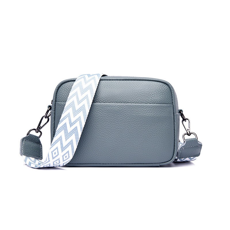 Женская кожаная сумка через плечо Marilyn серо-голубая