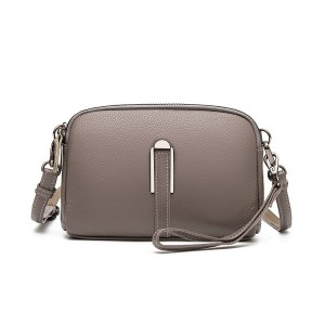 Женская кожаная сумка через плечо Vanessa бежевая