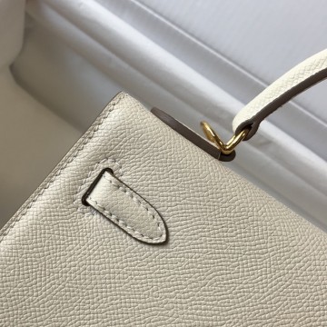 Женская кожаная сумка Kelly молочная фото