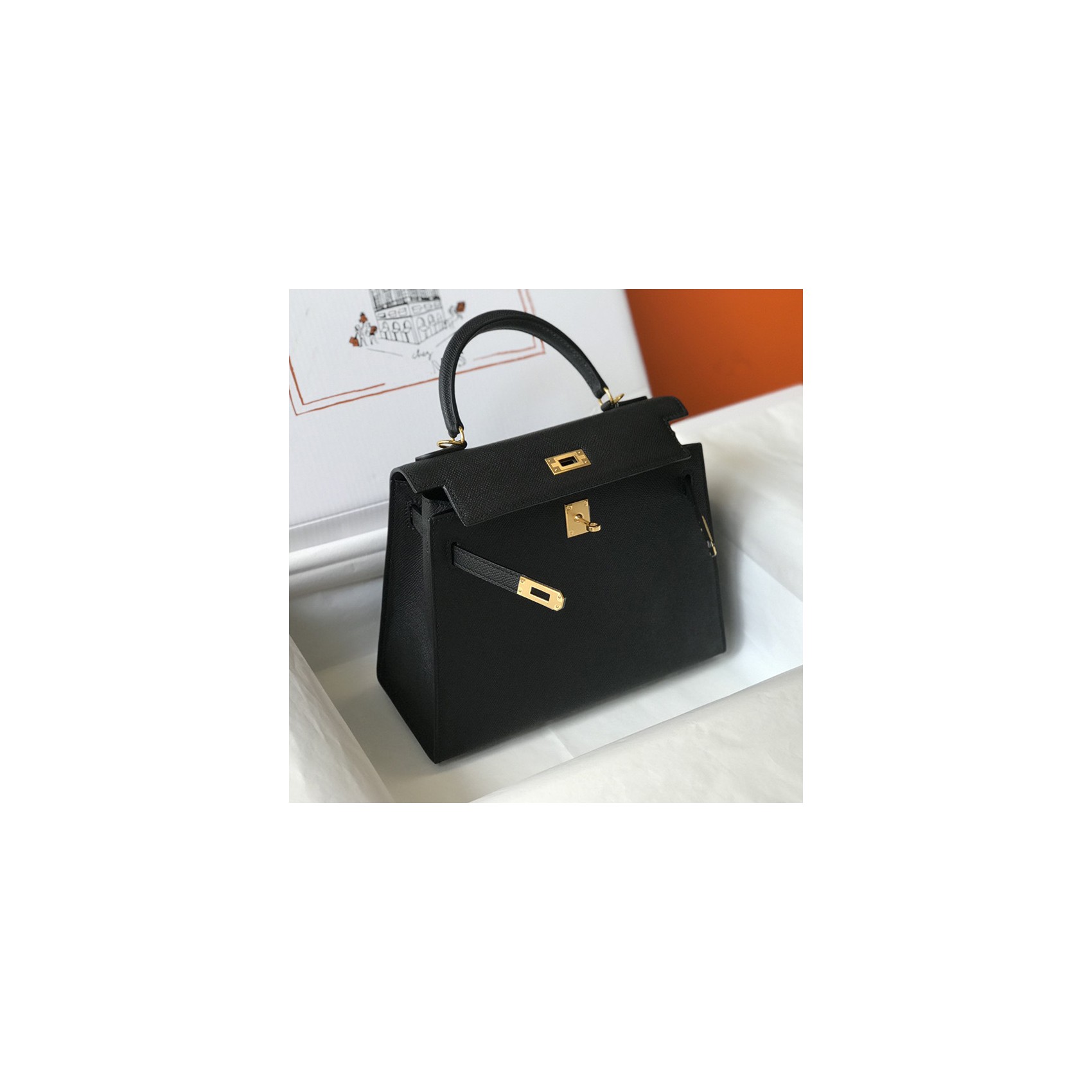 Женская кожаная сумка Kelly черная