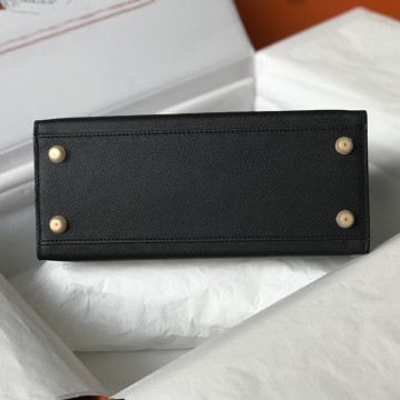 Женская кожаная сумка Kelly черная фото