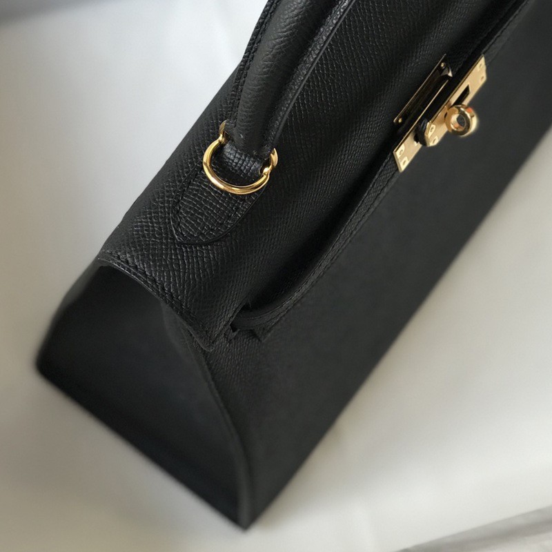 Жіноча шкіряна сумка Kelly чорна - 14 фото