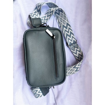 Женская кожаная сумка через плечо Marilyn серо-голубая фото