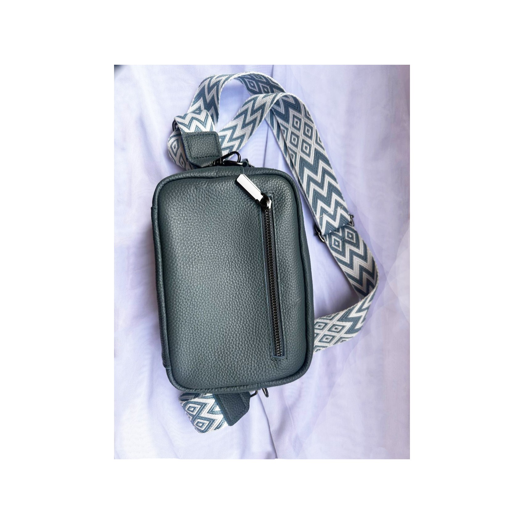 Жіноча шкіряна сумка через плече Marilyn сіро-блакитна