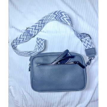 Женская кожаная сумка через плечо Marilyn серо-голубая фото