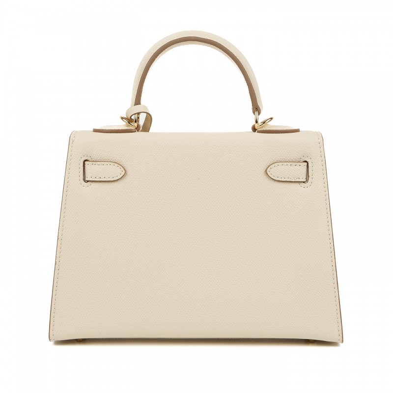 Жіноча шкіряна сумка Kelly молочна - 4 фото