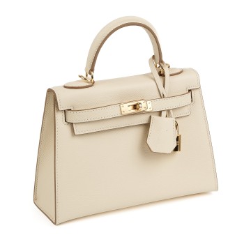 Женская кожаная сумка Kelly молочная фото