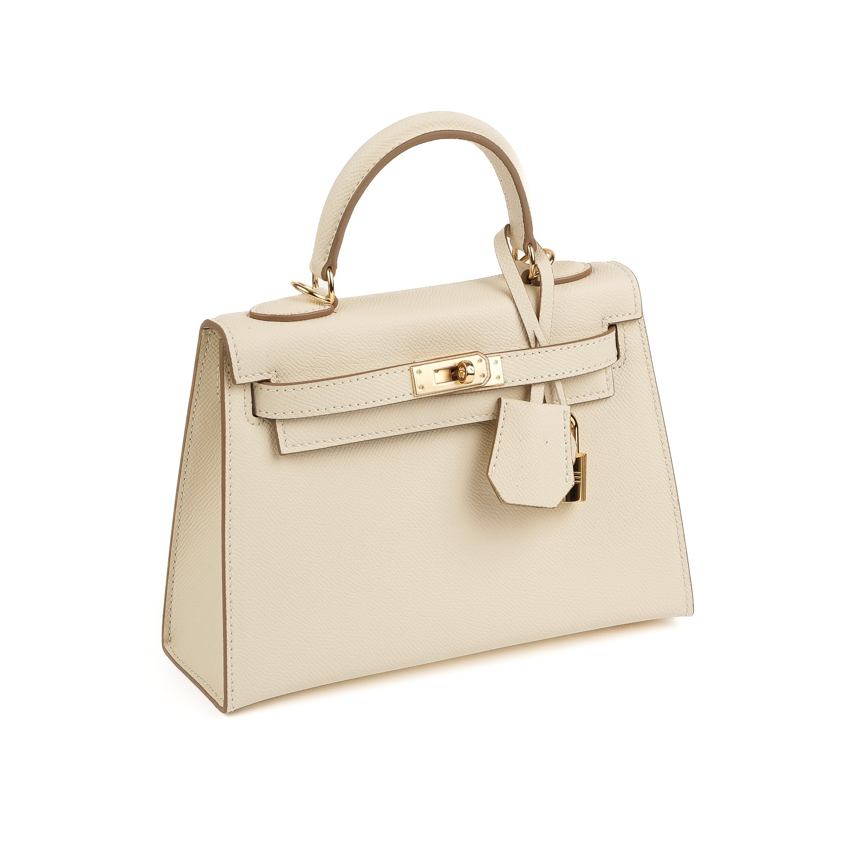 Женская кожаная сумка Kelly молочная