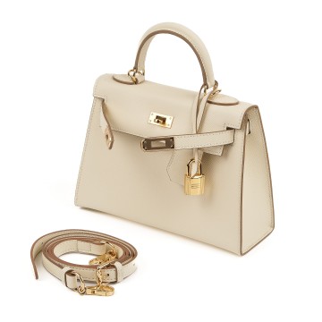 Жіноча шкіряна сумка Kelly молочна фото