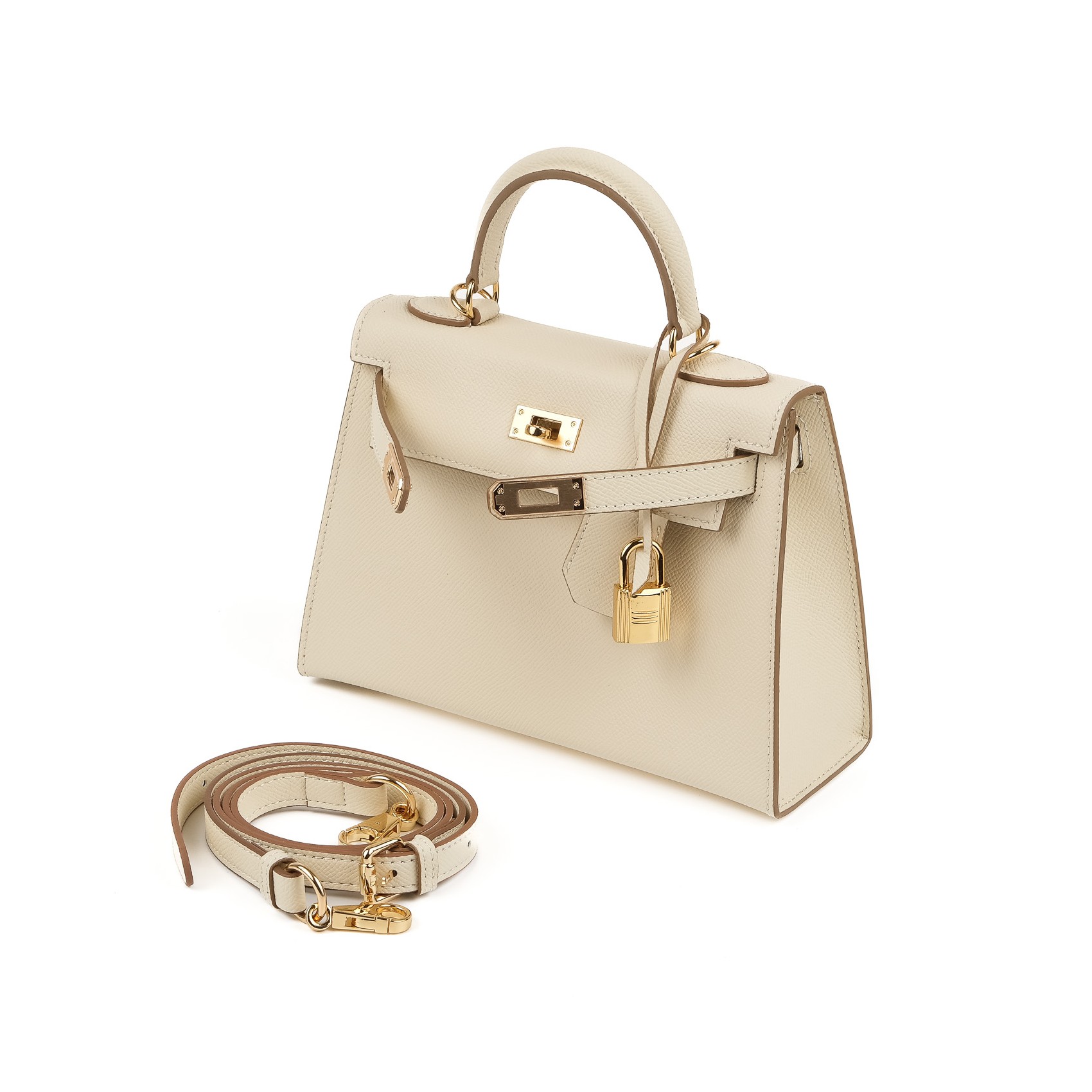 Женская кожаная сумка Kelly молочная