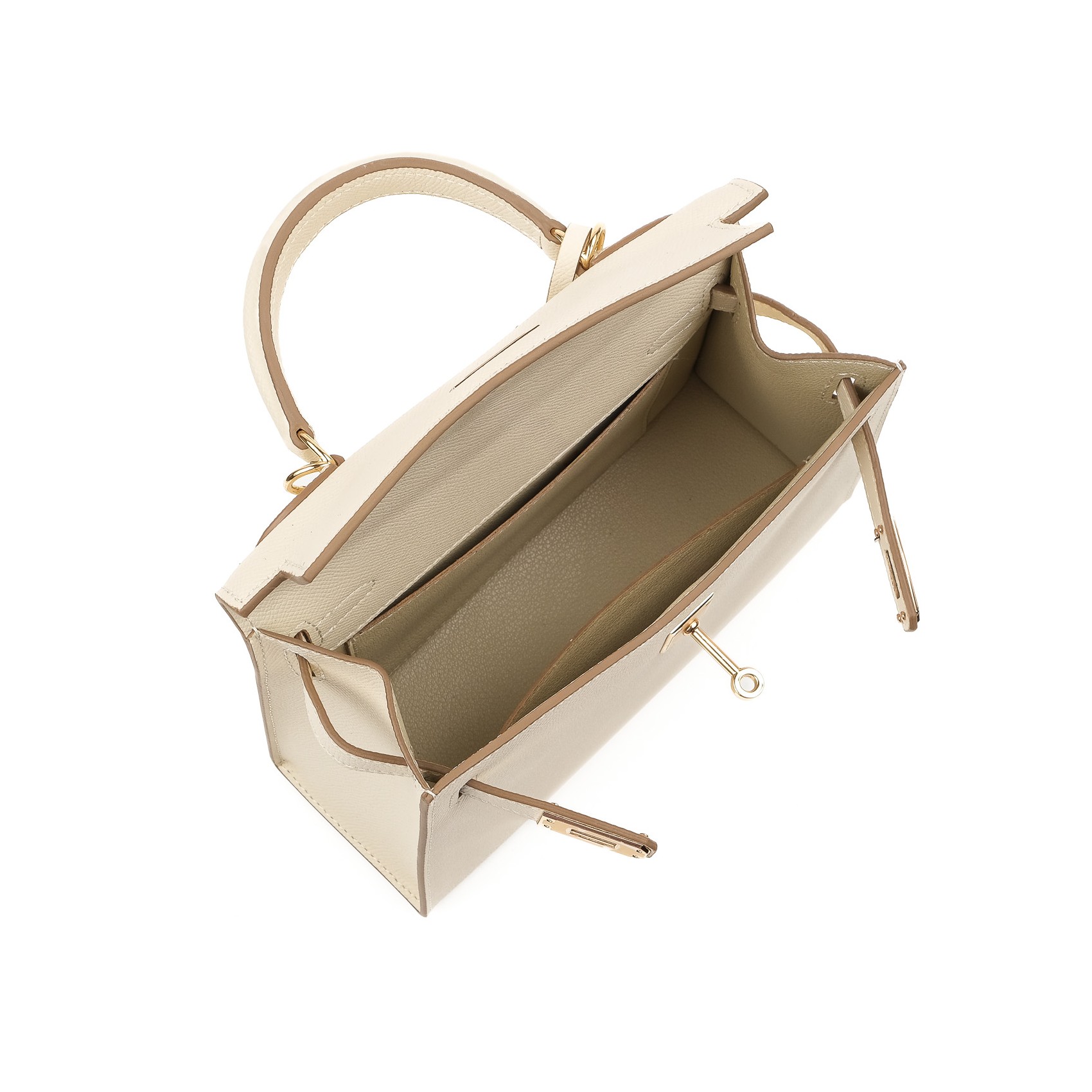 Женская кожаная сумка Kelly молочная