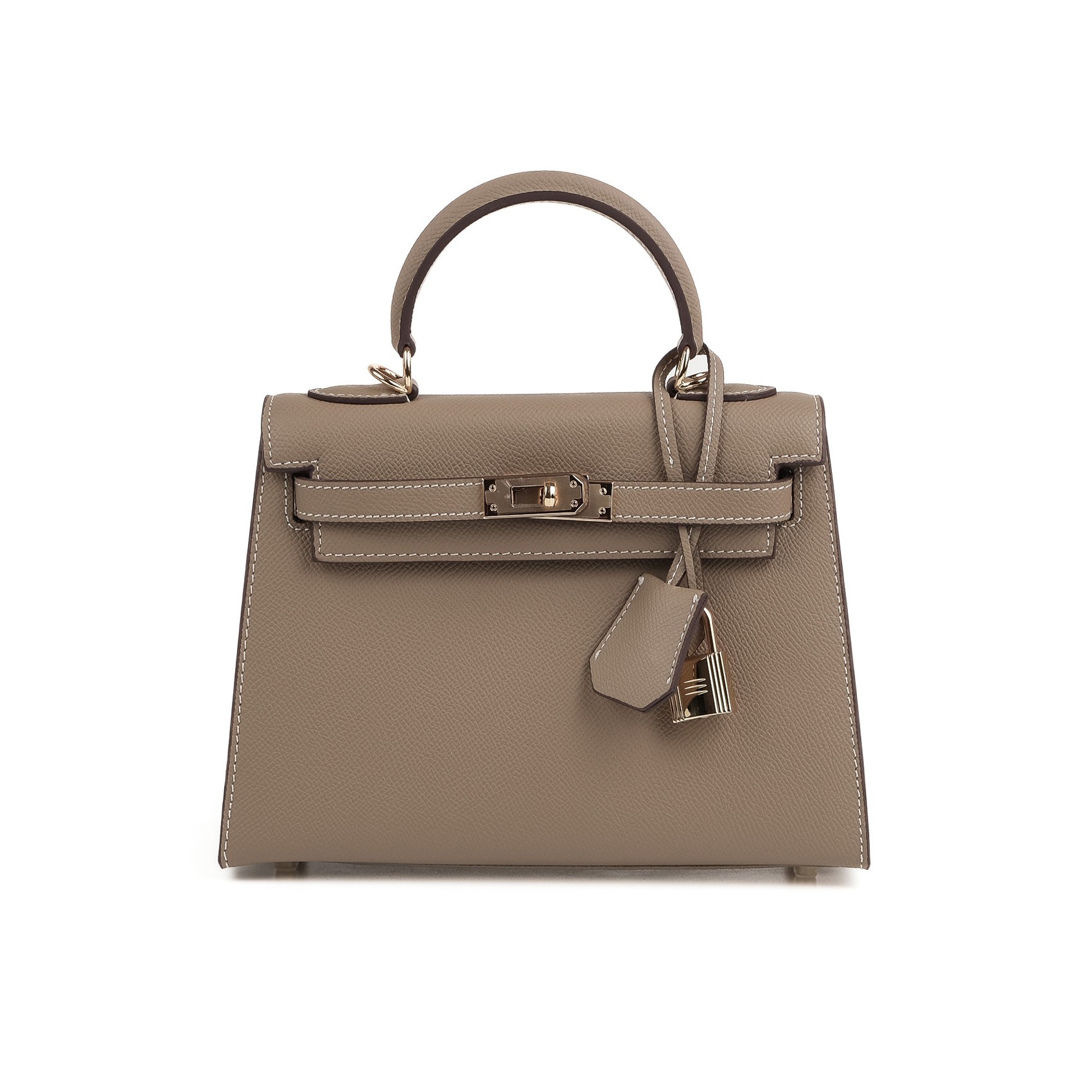 Жіноча шкіряна сумка Kelly сіро-бежева