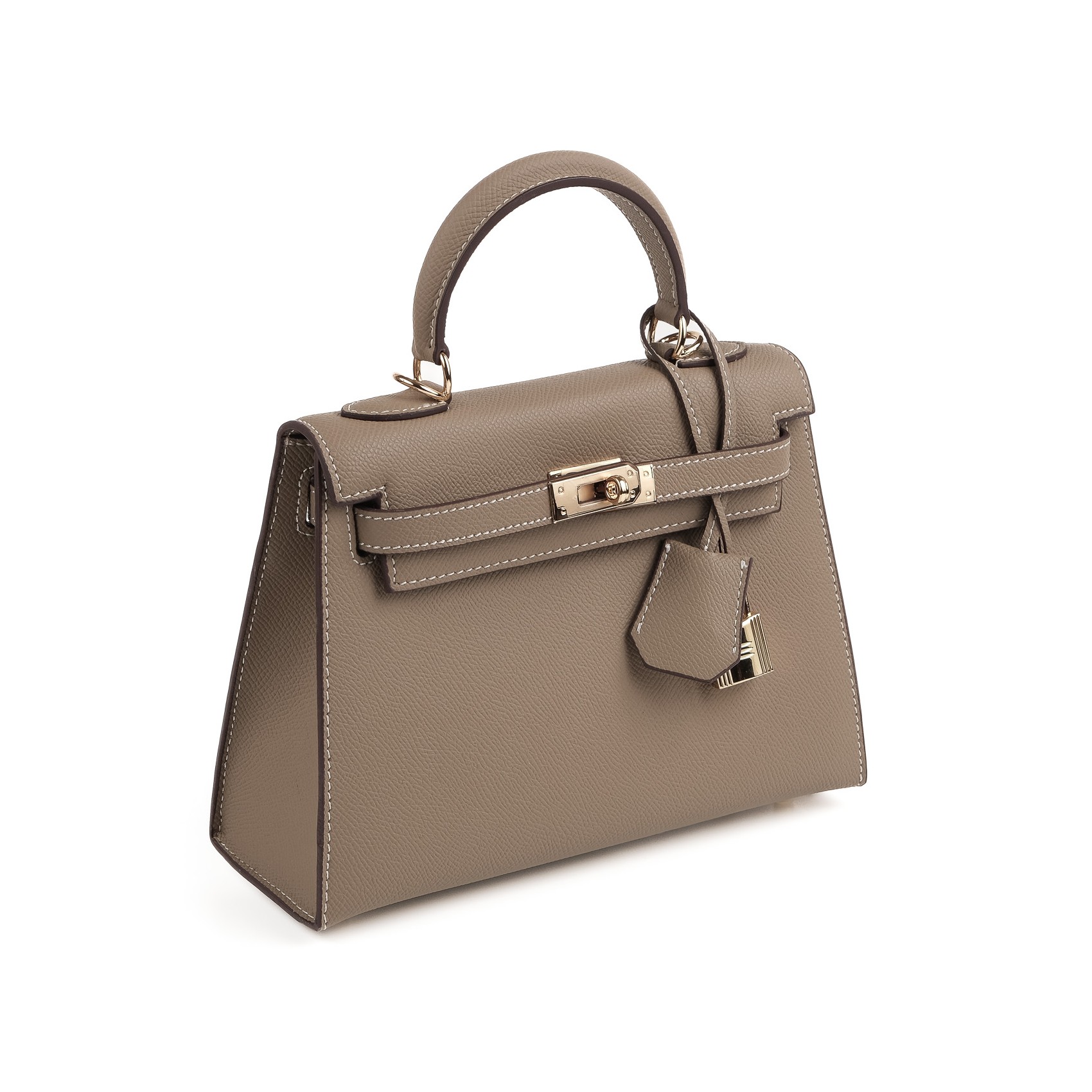 Жіноча шкіряна сумка Kelly сіро-бежева