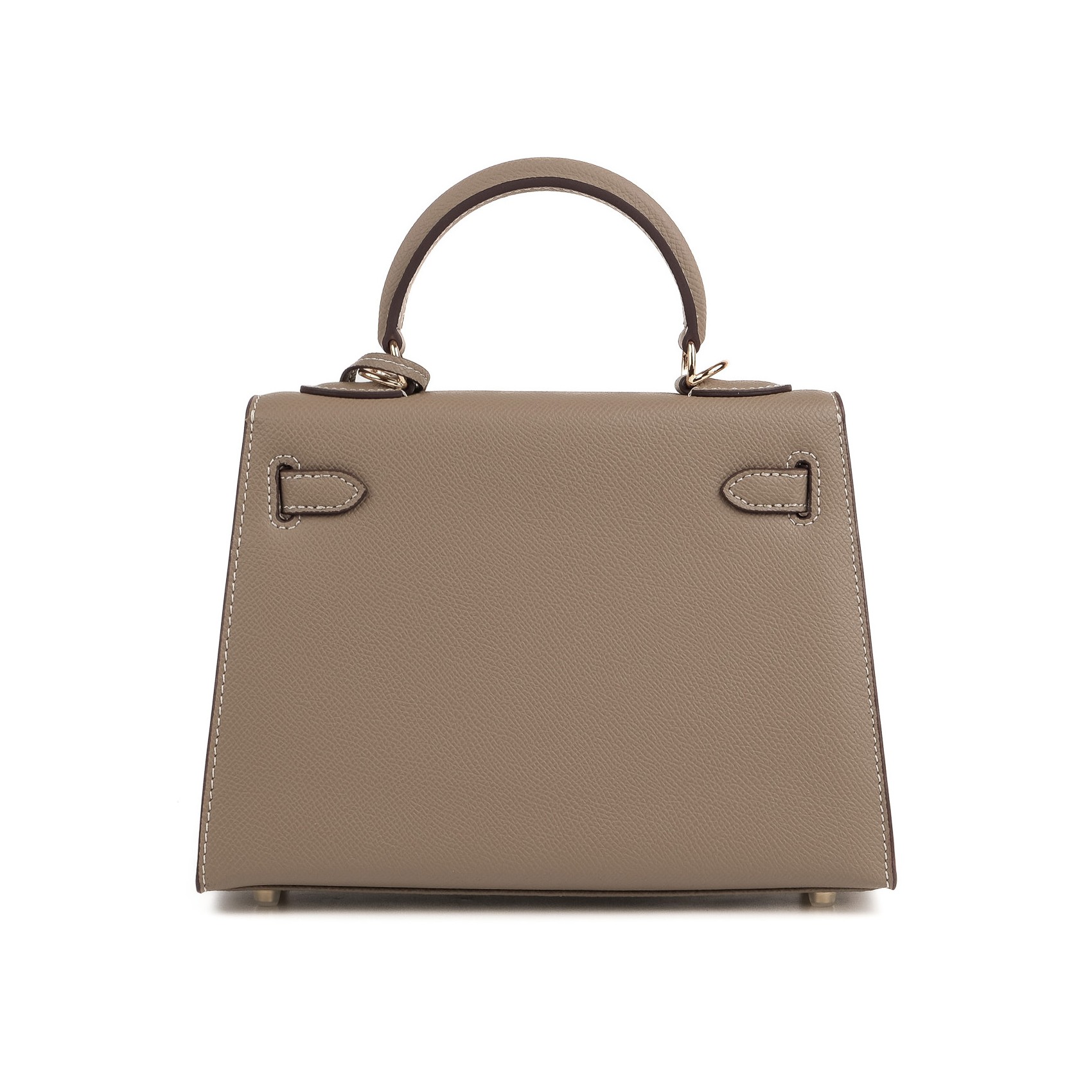 Женская кожаная сумка Kelly серо-бежевая