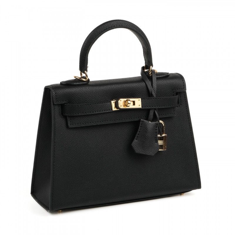 Жіноча шкіряна сумка Kelly чорна - 2 фото