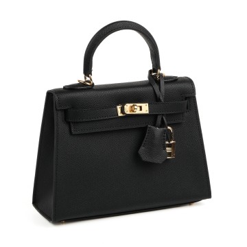 Женская кожаная сумка Kelly черная фото