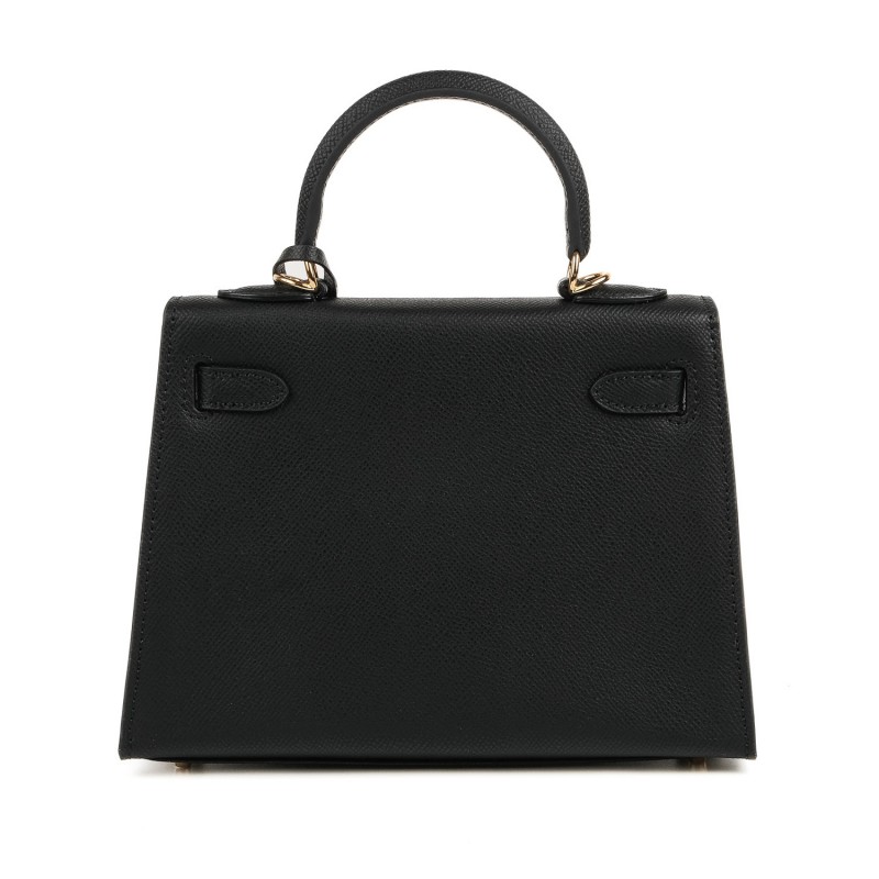 Женская кожаная сумка Kelly черная - 17 фото